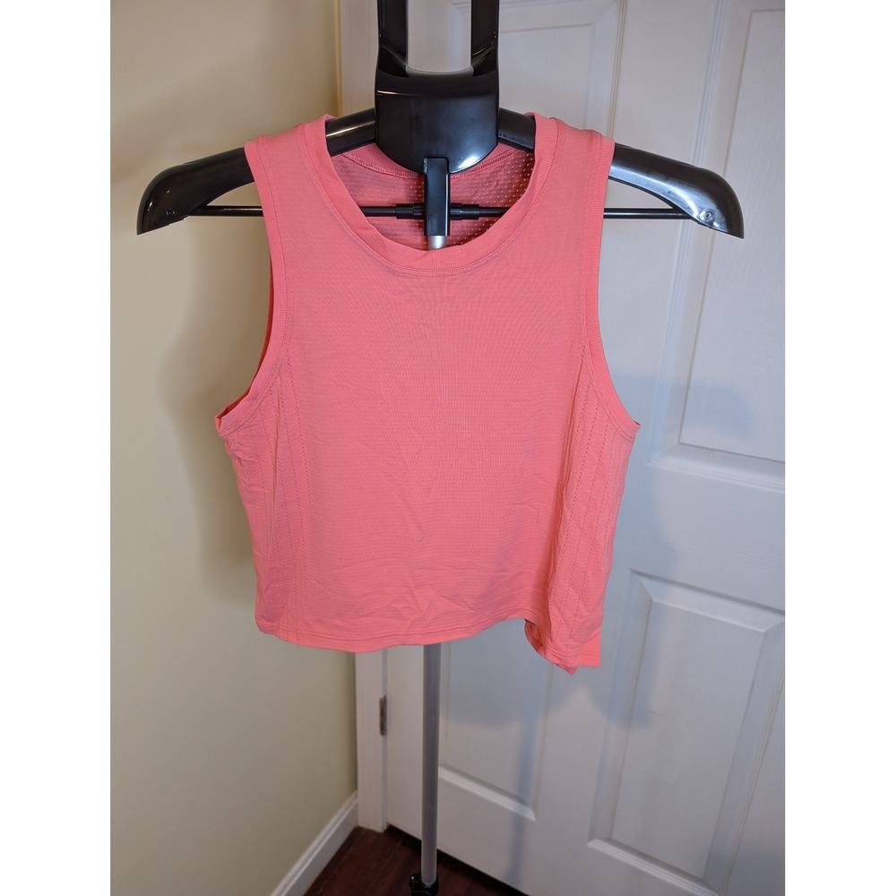 Lululemon Train To Be Tank Top‎ Womens Size 6 Coral Cropped Mesh Back Seamless
